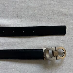 Salvatore Ferragamo Black Belt with Silver Buckle